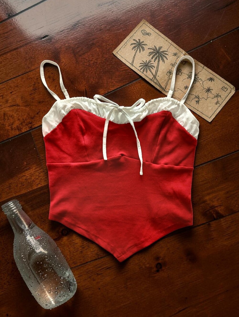 New Bright Red Sleeveless Top with White Trim